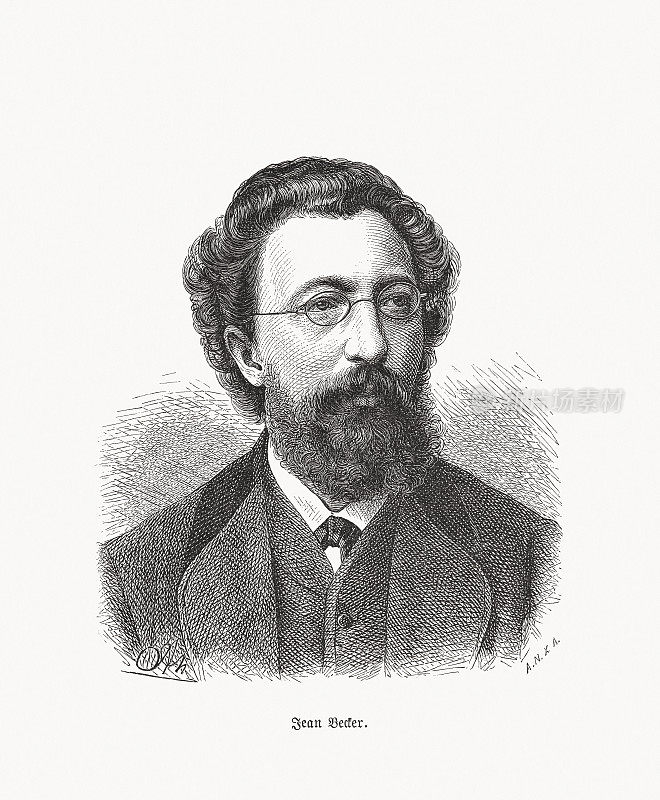 让・贝克尔(Jean Becker, 1833-1884)，德国小提琴家，木刻，1893年出版